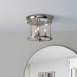 Luminosa Lighting Luminosa Hampworth Round Ceiling 3 Candle Lantern Bright Nickel, Clear Glass Shade - thumbnail 4