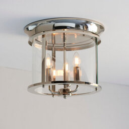 Luminosa Lighting Luminosa Hampworth Round Ceiling 3 Candle Lantern Bright Nickel, Clear Glass Shade - thumbnail 2