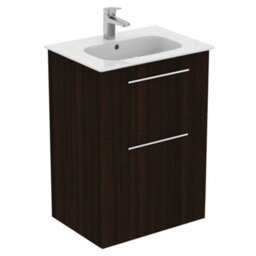 Ideal Standard I.life A Matt Coffee Brown Oak Effect Freestanding Vanity Unit & Basin Set With 2 Aluminium Handle (W)600mm (H)853mm