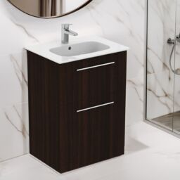 Ideal Standard I.life A Matt Coffee Brown Oak Effect Freestanding Vanity Unit & Basin Set With 2 Aluminium Handle (W)600mm (H)853mm - thumbnail 2