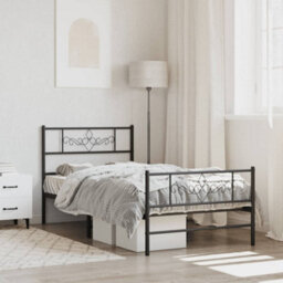 Berkfield Metal Bed Frame With Headboard And Footboard Black 80X200 Cm - thumbnail 1