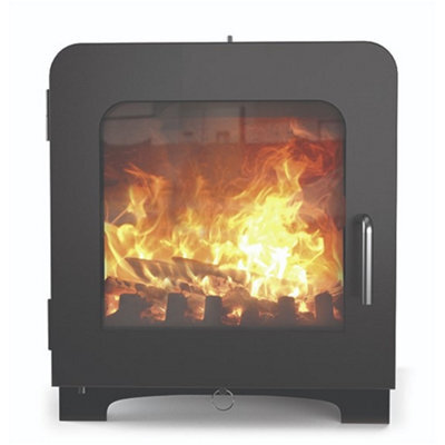 Marlborough Modern Metallic Black 7.2Kw Defra Wood Burning Stove - image 1