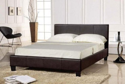 Comfy Living 5Ft Prado Faux Leather Bed Frame Black