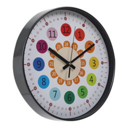 Black 12 In Learning Clock For Kids Silent Telling The Time Teaching Clocks Non-Ticking - thumbnail 4