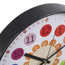 Black 12 In Learning Clock For Kids Silent Telling The Time Teaching Clocks Non-Ticking - thumbnail 3