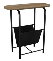 Urbn-Living Urbnliving 58Cm Height Slim Oval Side End Oak Table With Magazine Newspapers Holder Sling Rack - thumbnail 3
