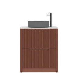 Royal Bathrooms Avenza 600mm Terracotta Clay Floor Standing Countertop Bathroom Vanity Unit 2 Drawer With Art Round Black Basin - thumbnail 6