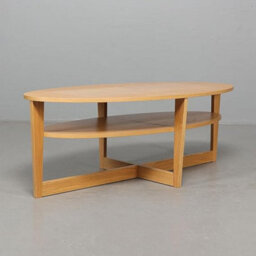 Deenz Contemporary Finish Oval Shaped Coffee Table With Undershelf Center Table Stylish And Decorative Oak 110 X 60 X 46 Cm - thumbnail 1