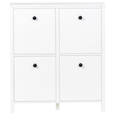 Wyld and Coco Nordichome Shoe Storage Cabinet White Mdf, 4 Compartments, W80 X D20 X H90Cm - image 1