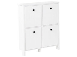 Wyld and Coco Nordichome Shoe Storage Cabinet White Mdf, 4 Compartments, W80 X D20 X H90Cm - thumbnail 3