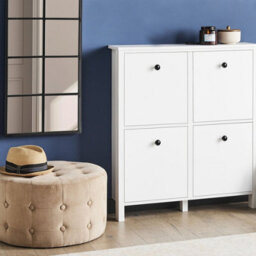 Wyld and Coco Nordichome Shoe Storage Cabinet White Mdf, 4 Compartments, W80 X D20 X H90Cm - thumbnail 2