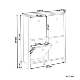 Wyld and Coco Nordichome Shoe Storage Cabinet White Mdf, 4 Compartments, W80 X D20 X H90Cm - thumbnail 4