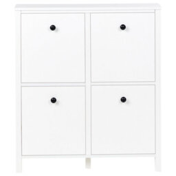 Wyld and Coco Nordichome Shoe Storage Cabinet White Mdf, 4 Compartments, W80 X D20 X H90Cm - thumbnail 1