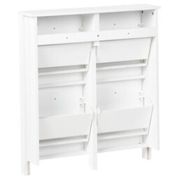Wyld and Coco Nordichome Shoe Storage Cabinet White Mdf, 4 Compartments, W80 X D20 X H90Cm - thumbnail 6