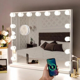 Large Makeup Mirror Vanity Mirror Dimmable Led Light 3 Color Modes - thumbnail 4