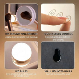 Large Makeup Mirror Vanity Mirror Dimmable Led Light 3 Color Modes - thumbnail 5