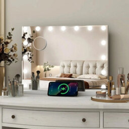 Large Makeup Mirror Vanity Mirror Dimmable Led Light 3 Color Modes - thumbnail 2