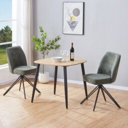 Core Products Aspen Light Oak Square Table & 2 Swivel Dining Chairs, Green Cord Fabric Dining Set