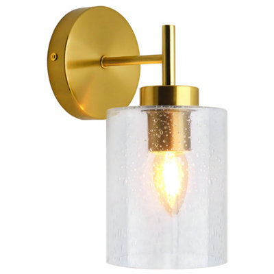 Long Life Lamps Company Antique Brass Wall Light Bubble Glass Lamp Shade Cylindrical Transparent Glass H3127 - image 1