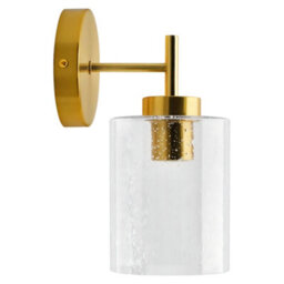 Long Life Lamps Company Antique Brass Wall Light Bubble Glass Lamp Shade Cylindrical Transparent Glass H3127 - thumbnail 4