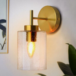 Long Life Lamps Company Antique Brass Wall Light Bubble Glass Lamp Shade Cylindrical Transparent Glass H3127 - thumbnail 6