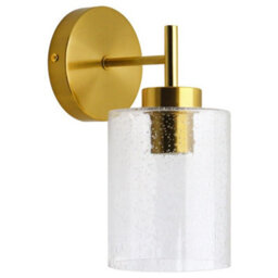 Long Life Lamps Company Antique Brass Wall Light Bubble Glass Lamp Shade Cylindrical Transparent Glass H3127 - thumbnail 3