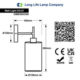Long Life Lamps Company Antique Brass Wall Light Bubble Glass Lamp Shade Cylindrical Transparent Glass H3127 - thumbnail 2