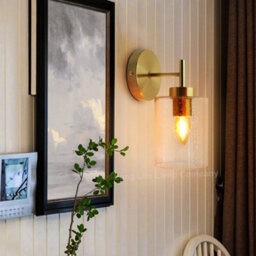 Long Life Lamps Company Antique Brass Wall Light Bubble Glass Lamp Shade Cylindrical Transparent Glass H3127 - thumbnail 8