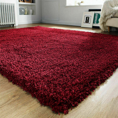 Prime Plus 80Cm X 150Cm Large Shaggy Rug Thick Soft Hallway Runner Carpet Living Room Deep Pile Red - image 1