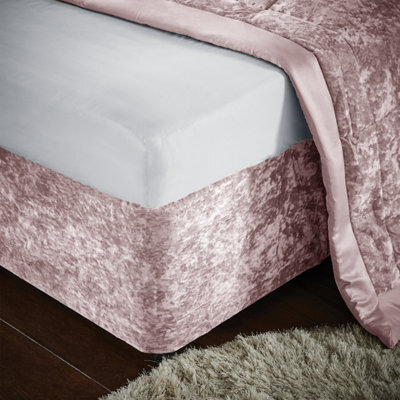Catherine Lansfield Bedroom Crushed Velvet Divan Base Wrap Blush Pink - image 1