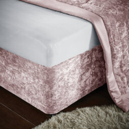 Catherine Lansfield Bedroom Crushed Velvet Divan Base Wrap Blush Pink - thumbnail 1
