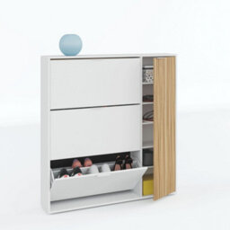 Amos Mann Furniture Miami Natural Oak Effect And White Large Shoe Cabinet With Drawer - thumbnail 7