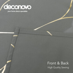 Deconovo Eyelet Blackout Curtains, Gold Wave Foil Printed Thermal Curtains For Living Room, 66 X 72 Inch, Grey, One Pair - thumbnail 7