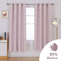 Deconovo Eyelet Blackout Curtains, Gold Wave Foil Printed Thermal Curtains For Living Room, 66 X 72 Inch, Grey, One Pair - thumbnail 5