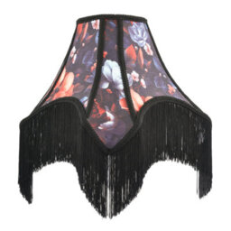 Happy Homewares Large Vintage 1920S Victorian Black Lamp Shade With Coloured Flowers - thumbnail 1