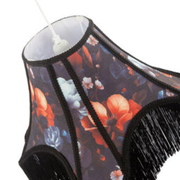 Happy Homewares Large Vintage 1920S Victorian Black Lamp Shade With Coloured Flowers - thumbnail 3