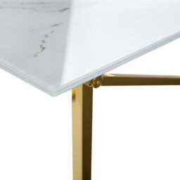 Beliani Rectangular White Marble-Effect Coffee Table, Gold Legs, 100 X 50 X 40 Cm - thumbnail 5