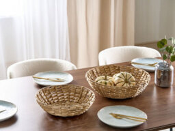 Beliani Set Of 2 Bowls Dalat Wicker Natural - thumbnail 2
