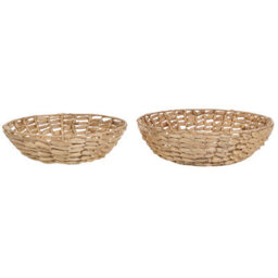 Beliani Set Of 2 Bowls Dalat Wicker Natural - thumbnail 1
