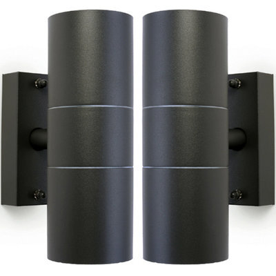 2 Pack Gu10 Anthracite Up & Down Wall Lights Outdoor Twin Dimming Lamp Fitting - image 1