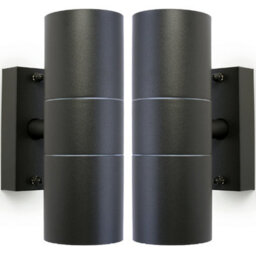 2 Pack Gu10 Anthracite Up & Down Wall Lights Outdoor Twin Dimming Lamp Fitting - thumbnail 1