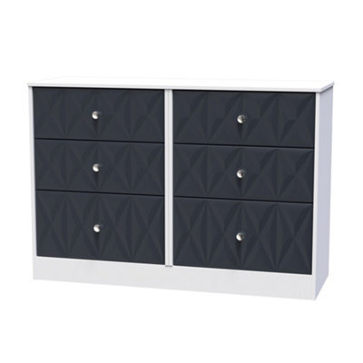 San Jose Ready Assembled Matt Indigo & White No Effect 6 Drawer Chest (H)792mm (W)1117mm (D)395mm - image 1