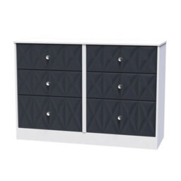 San Jose Ready Assembled Matt Indigo & White No Effect 6 Drawer Chest (H)792mm (W)1117mm (D)395mm