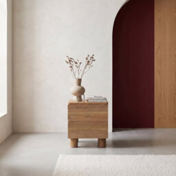 Sweeek - Wood Decor Bedside Table With 2 Drawers Hazel Wood Effect 40X38X48 Cm - Ayana - thumbnail 1