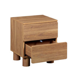 Sweeek - Wood Decor Bedside Table With 2 Drawers Hazel Wood Effect 40X38X48 Cm - Ayana - thumbnail 3