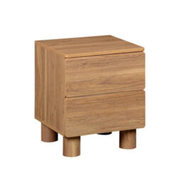 Sweeek - Wood Decor Bedside Table With 2 Drawers Hazel Wood Effect 40X38X48 Cm - Ayana - thumbnail 2