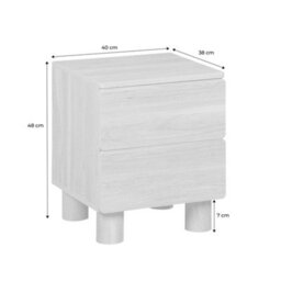 Sweeek - Wood Decor Bedside Table With 2 Drawers Hazel Wood Effect 40X38X48 Cm - Ayana - thumbnail 5