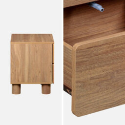 Sweeek - Wood Decor Bedside Table With 2 Drawers Hazel Wood Effect 40X38X48 Cm - Ayana - thumbnail 6