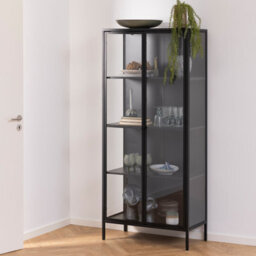 Furniture To Go Newcastle Tall 2 Door Display Cabinet In Matt Black - thumbnail 6