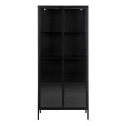 Furniture To Go Newcastle Tall 2 Door Display Cabinet In Matt Black - thumbnail 2